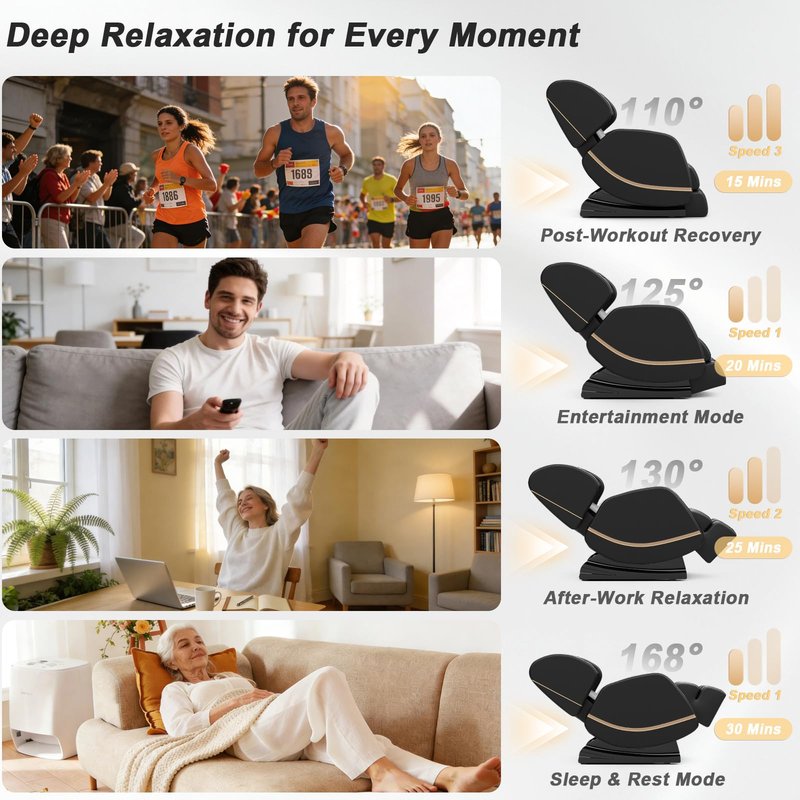 Megashock SL Track 2026 Massage Chair Full Body, Zero Gravity Massage Chair with Back Heat, 12 Fixed Rollers, Foot Massage, Airbag Massage and Bluetooth Speaker for Home and Office