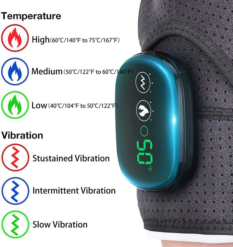 Heated Shoulder Wrap - Cordless Electric Heating Pad with Vibration Massage | Adjustable Fit for Men & Women