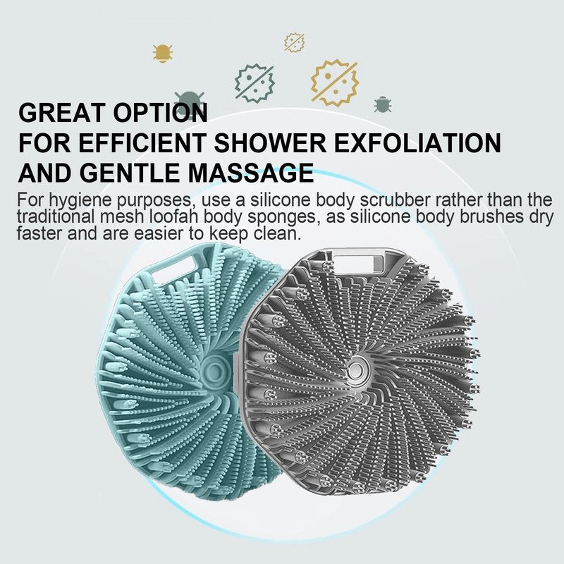 RamPula Silicone Body Scrubber Shower Brush Super-Exfoliating Body Brush & Non-Slip Strap, Loofah Alternative Bath Scrubber for Sensitive/All Skin Types, Gentle Massage & Effective Shower Exfoliation