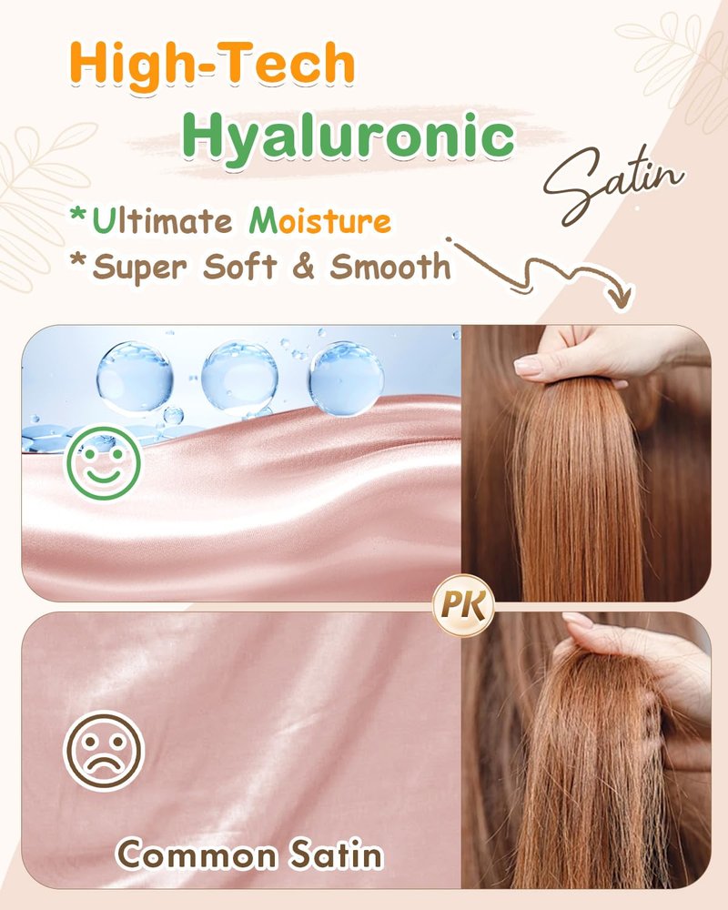 Bonnet Queen Silk Bonnet for Sleeping - Reversible Satin Night Cap with Adjustable Tie Band | Cream Pink & Rose Gold