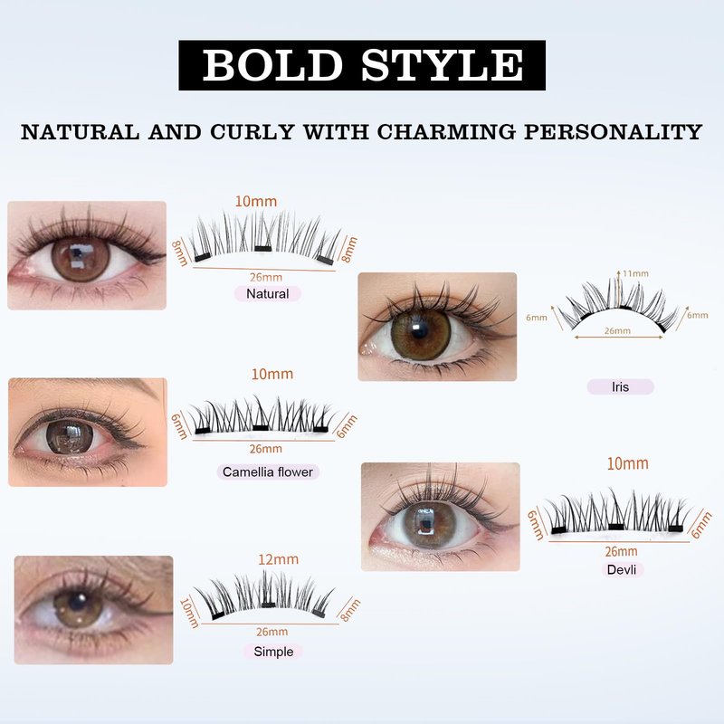 Meylora Magnetic Lashes,Magnetic Eyelashes with Applicator,2026 New Magnet Lashes Natural Look,Reusable No Glue Needed Soft Lashes Kit(02+04)