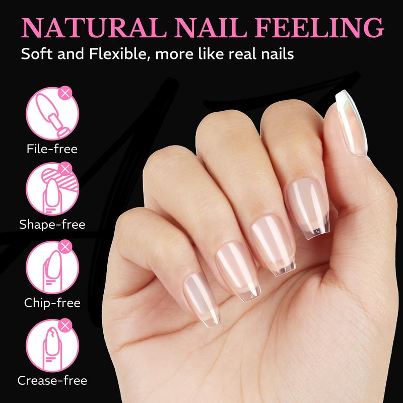 Extra Short Coffin Nail Tips - 600pcs Pre-Etched Soft Gel Acrylic Fake Nails | Half Matte Full Cover for DIY Manicure