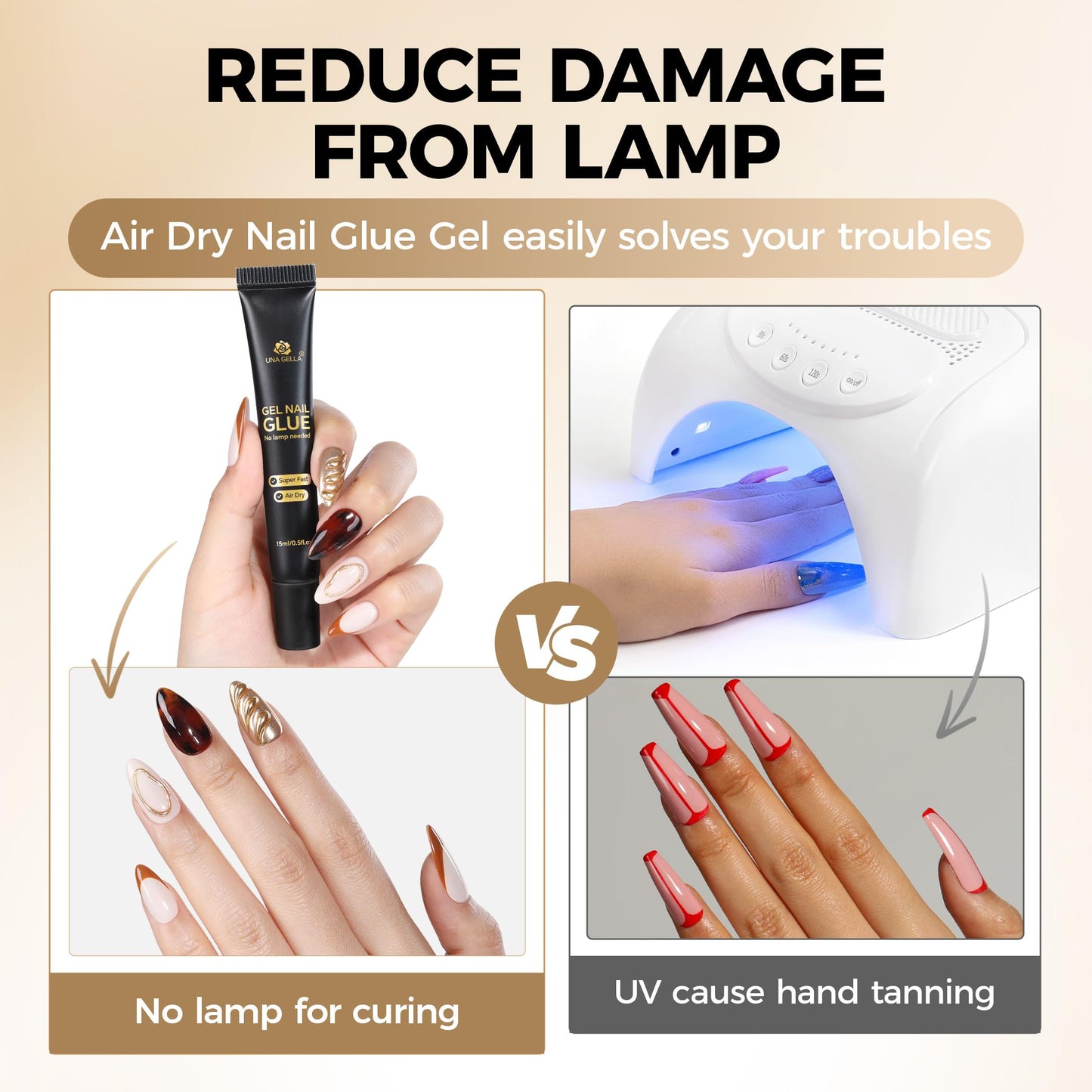 UNA GELLA Nail Glue Strong Gel No U V, 15g*2pcs Nail Glue for Press Ons No Lamp Needed, Quick Dry Semi Solid Nail G LUE, Super Strong Gel glue for Nails Long Lasting Extension DIY Kit