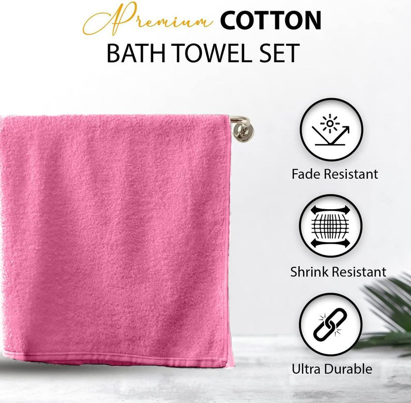 KAHAF COLLECTION 100% Cotton Bath Towels, 24x48 Pack of 6 Towels, Quick Dry, Highly Absorbent, Soft Feel Towel, Gym, Spa, Bathroom, Shower, Pool, Luxury Soft Towels (Pink, 24x48-6 Pack)
