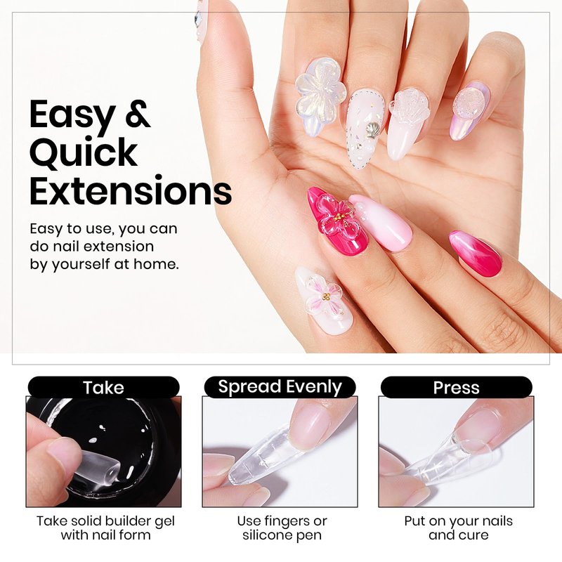 MIZHSE 30g 3D Gel Nail Art Kit Sculpting Gel, 2PCS 3D Nail Gel Solid Builder Gel for Nails Clear Builder Molding Gel Art Soak Off U V LED Sculpture Gels for Nails for Salon Home DIY Woman
