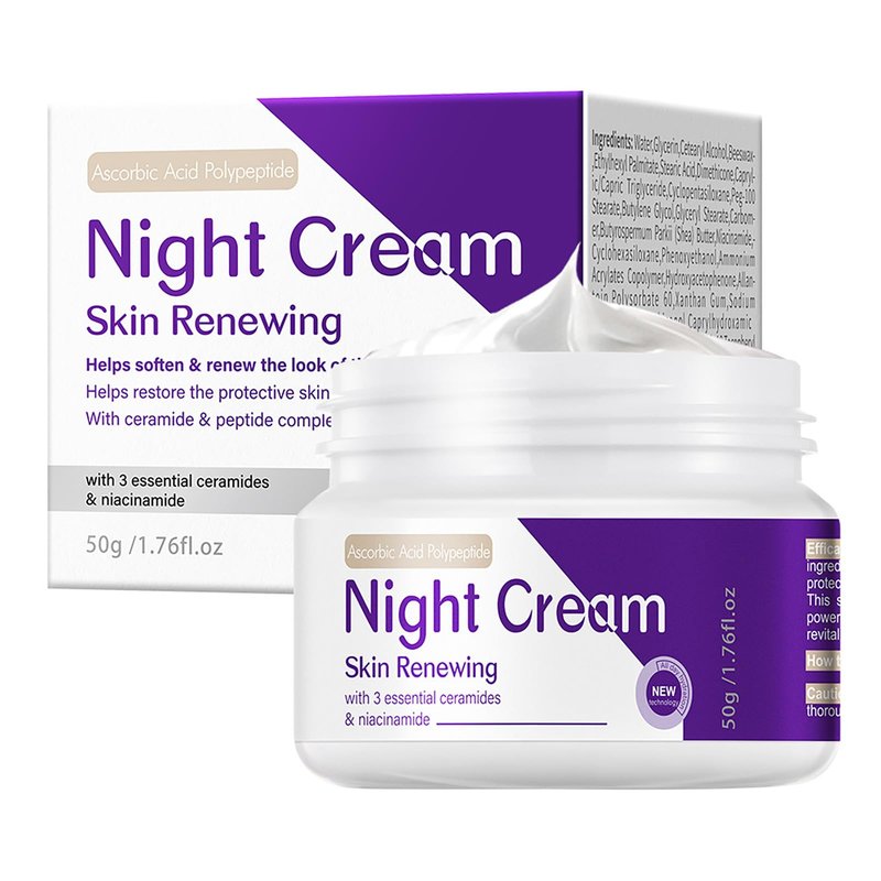 PIFLAT Skin Renewing Night Cream Face Moisturizer with Niacinamide, Peptide Complex, Hyaluronic Acid & Ceramides | Visibly Reduces Fine Lines & Enhances Skin Elasticity | For All Skin Types