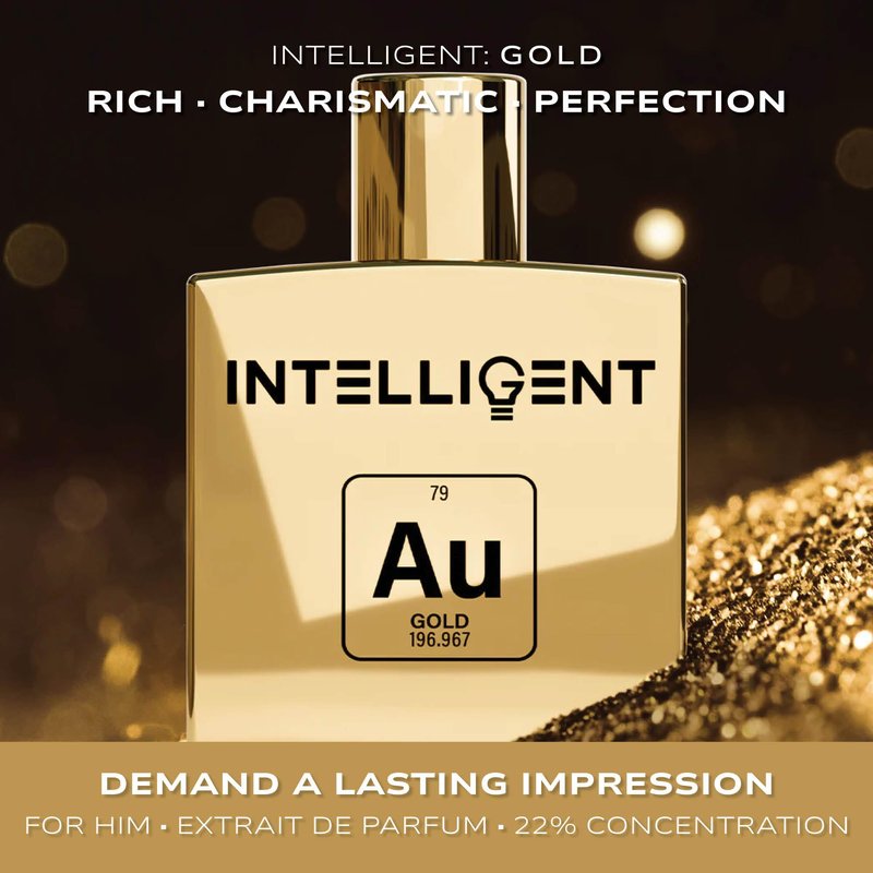 Intelligent Gold Extrait de Parfum | Cologne for Men | Rich, Charismatic, Perfection | 3.4 Fl Oz (100 mL)