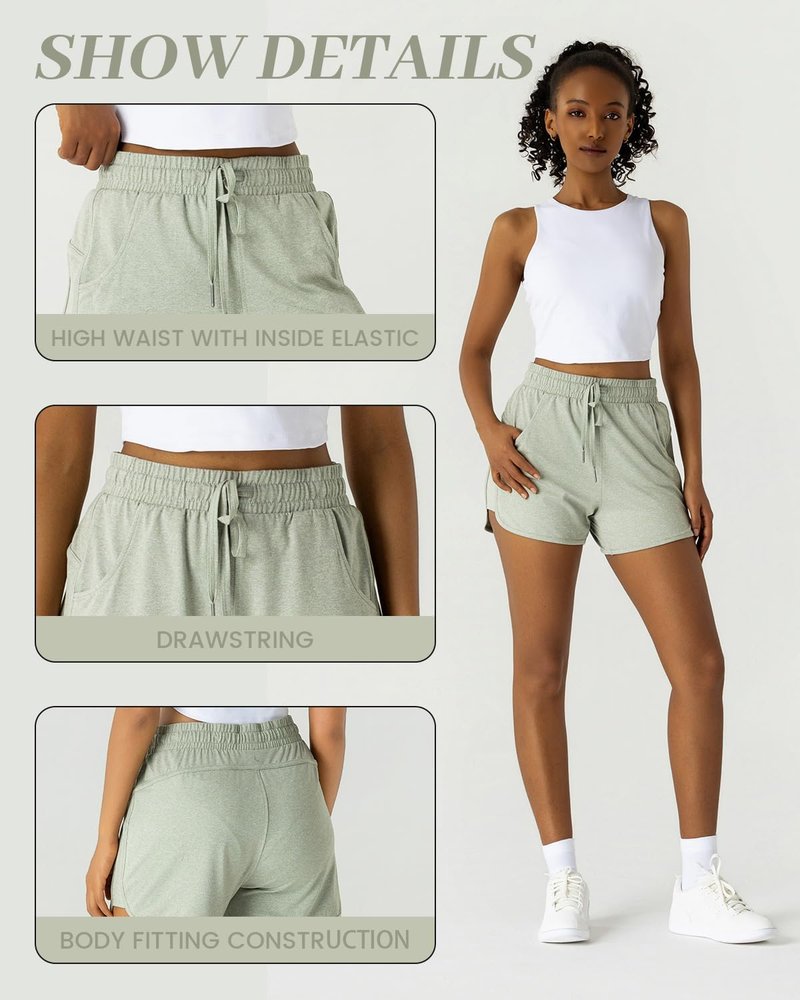 Athletic Sweat Shorts for Women - Running Dolphin Style with Pockets | Summer Gym Lounge Wear