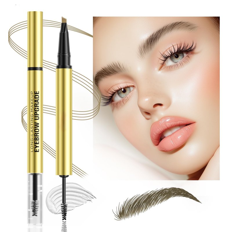 2 in 1 Long-Lasting Eyebrow Pencil and Brow Up-Grade Gel, Light Brown and Brown Shades (3#Dark Brown)