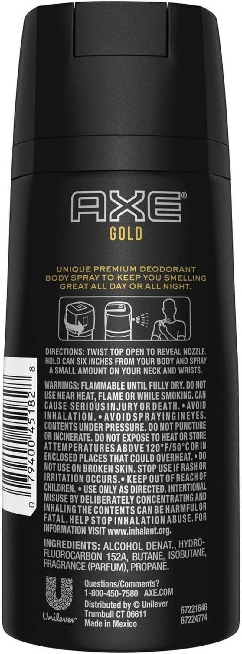 Axe Gold Oud Wood & Dark Vanilla Deodorant Body Spray - 4 oz | Pack of 2, Long-Lasting Fragrance