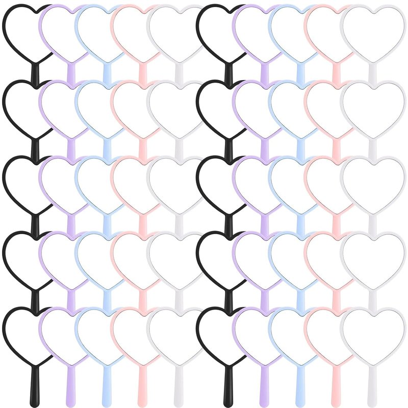 Heart Shaped Handheld Mirror - 50 Pcs Mini Portable Makeup Mirrors | 3.15 x 4.72 Inch Compact Tool for Daily Use