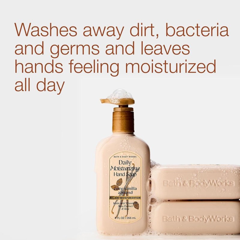 Bath & Body Works Cozy Vanilla Almond Hand Soap - Nourishing Creamy Formula with Shea & Aloe - 3-Pack
