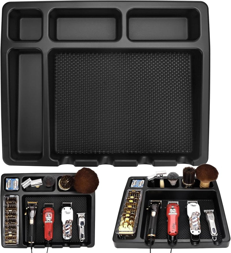 Barber Organizer Station - Large 16 x 12.5 Tray for Clippers, Guards & Hair Tools | Salon & Barbershop Essential