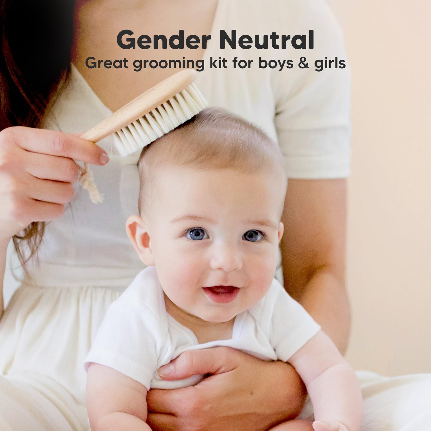 Wooden Baby Hair Brush for Toddler Girls, Boys - Cradle Cap Brush for Babies, Soft Goat Bristles, Perfect Gentle Scalp Newborn Comb for Infant, Girls, Boys, Bath Essentials(Walnut, Regular)