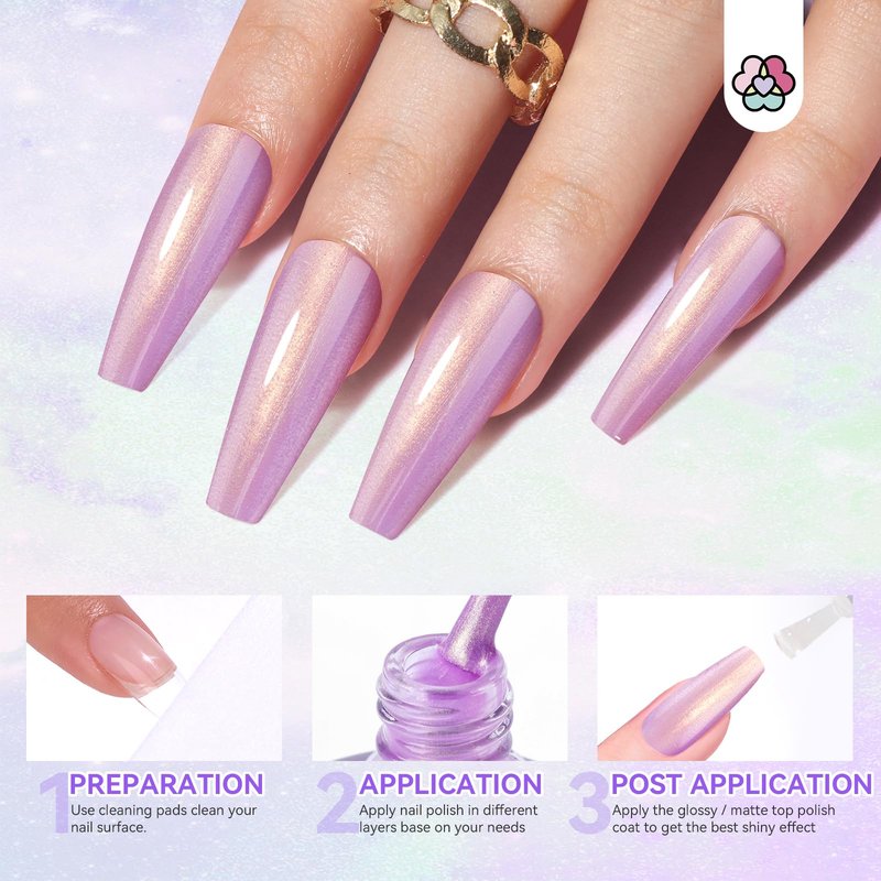 SAVILAND Pearl Nail Polish Set: Shimmer Glitter Aurora Quick Air Dry Nail Polish White Pink Purple Mermaid 12 Colors with Base and Nail Top Coat Manicure Salon DIY At Home Gift