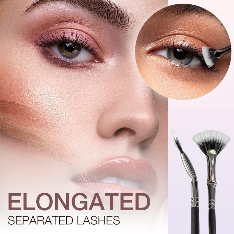 Skiennix Folding Angle Scalloped Lash Brush - 2025 New Mascara Fan Tool | Eyelash Separator & Comb (2PCS)