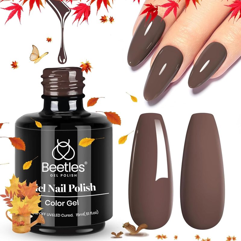 Beetles Brown Gel Nail Polish - 15ml Dark Brown Soak Off Gel for UV/LED Nail Art & Manicure Gifts