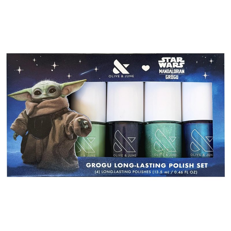 Olive & June Long Lasting Nail Polish | Star Wars: The Mandalorian & Grogu | No Lamp Needed Lasts up to 10 Days | Salon-Quality Gel-Like 15-Free Vegan & Cruelty-Free Chip-Resistant | Grogu Polish Set