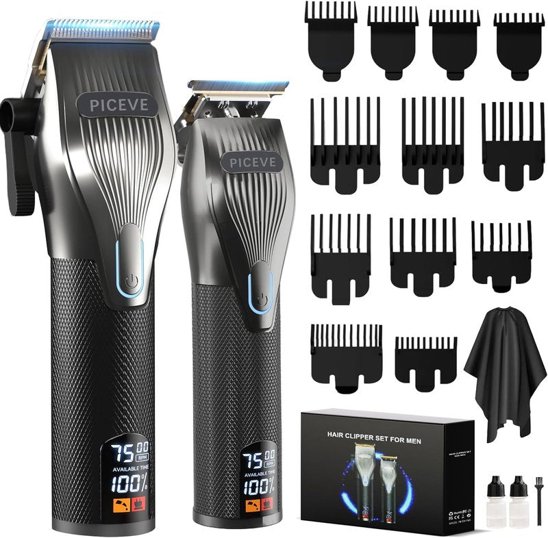 Skiennix Hair Clipper - Professional Electric Hair Cutting Set with 7500RPM Motor & LCD Display | Cordless Grooming Kit for Men