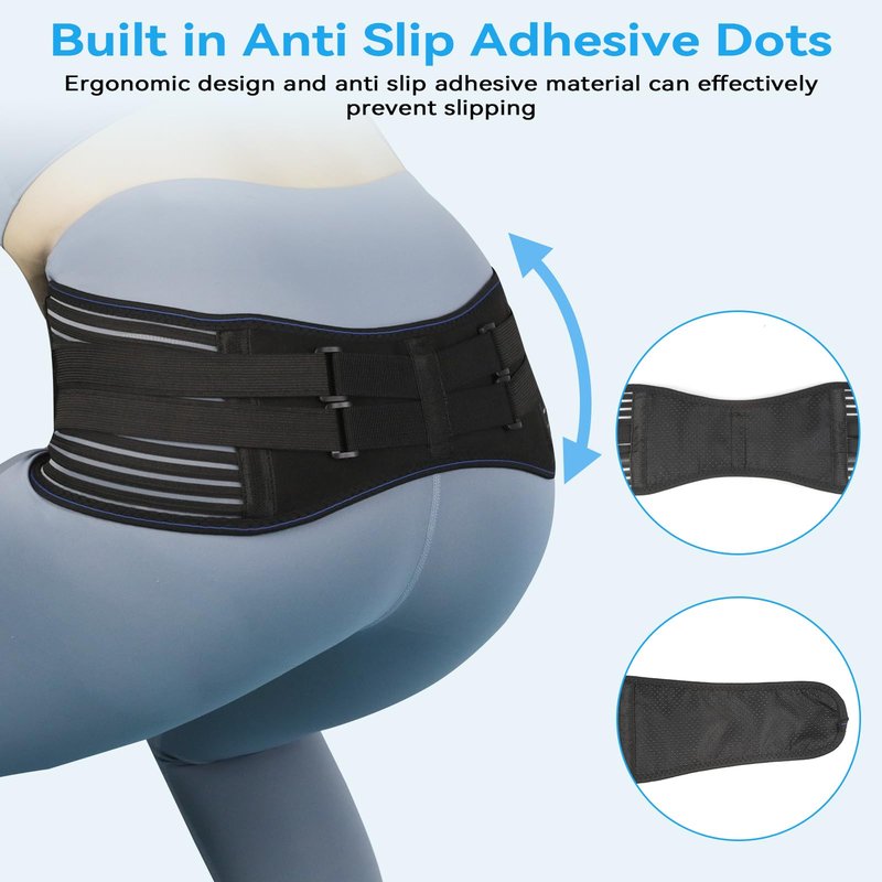 KkaFFe Sacroiliac Hip Belt, Sacroiliac SI Joint - Lower Back Support Brace for Women and Men,Trochanter Belt, Non-Slip, Adjustable & Breathable Pain Relief Brace (Black, Medium)