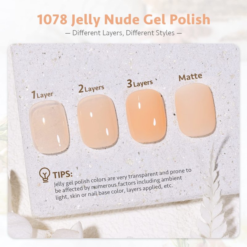 Jelly Nude Gel Nail Polish - 16ml Sheer Natural UV Gel for DIY Nail Art | Color 1078