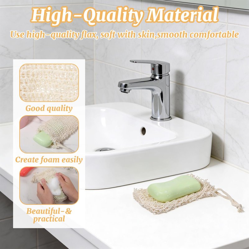 Ckhoid 100PCS Sisal Soap Saver Bags, Natural Sisal Soap Exfoliating Bag with Drawstring, Reusable Mesh Foaming Soaps Pouch for Bath & Shower, Soaps Holder Drying Bag Savers