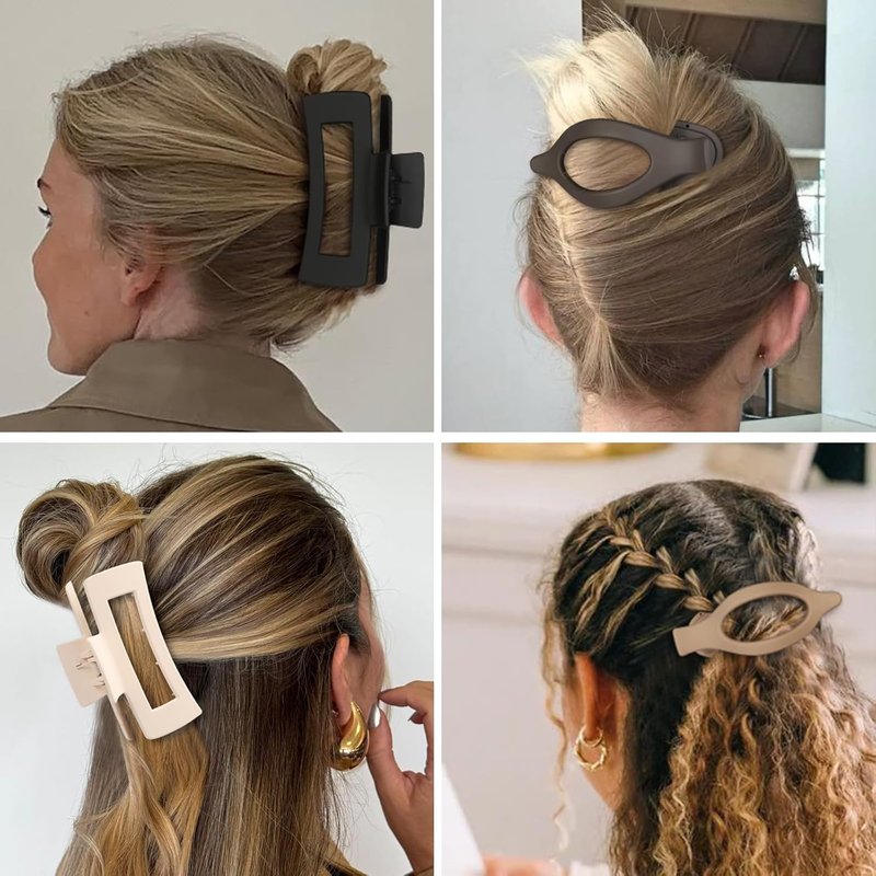Large Hair Claw Clips for Women - 8 Pcs Square & Flat Hair Clips for Thick or Thin Hair | 4.3 Inch Alligator Hair Accessories