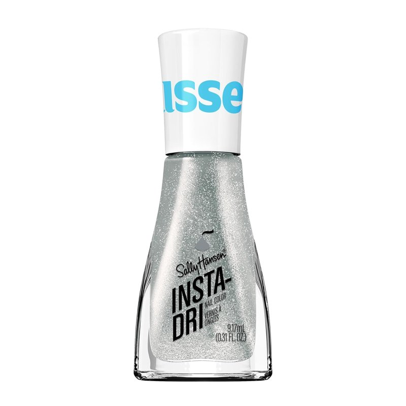 Sally Hansen Insta-Dri Nail Polish - Quick Dry, Long-Lasting Shine | Opaque Glitter | 726 Giving KISSES, Light Gray