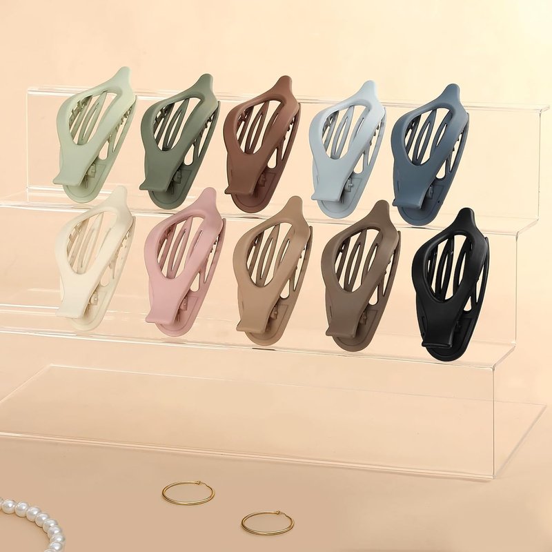 Sisiaipu Flat Hair Clips - 10 Pcs French Claw Clips for Thick & Thin Hair | Dark Colorful Barrettes