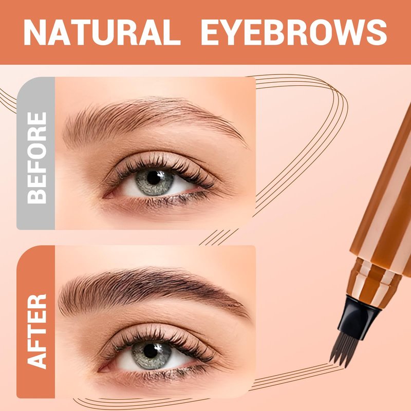 Microblading Eyebrow Pencil for Women,Upgrade Eyebrows Pencils with 4 Micro-Fork Tip,Magic Waterproof Eye-brow Pencil Tattoo Eye Brow Pen,Natural Eyebrow Pen for Men Women (Dark Brown)