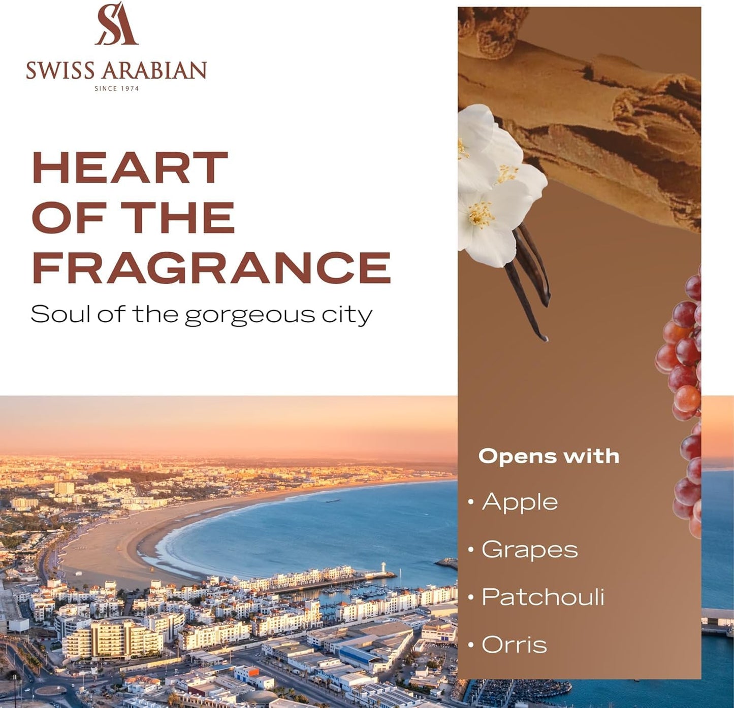 Swiss Arabian Essence of Casablanca - Arabian Perfumes for Women and Men - Long Lasting Extrait de Parfum - Fruity, Amber, Musk Perfume - 3.4 oz