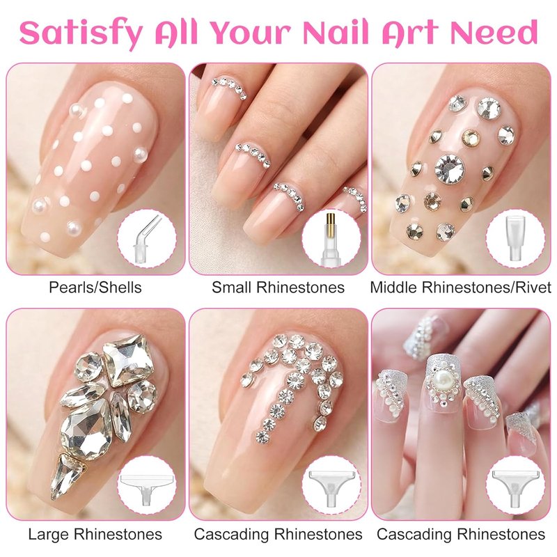 Rhinestone Picker Tool Kit - Dual-Ended Applicator Pen with Tray & Replacement Tips for DIY Nail Art