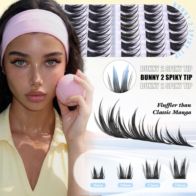 ALICE Bunny Lash Clusters - Wispy 8-14mm Eyelash Extensions | Invisible Band for Manga & Anime Looks