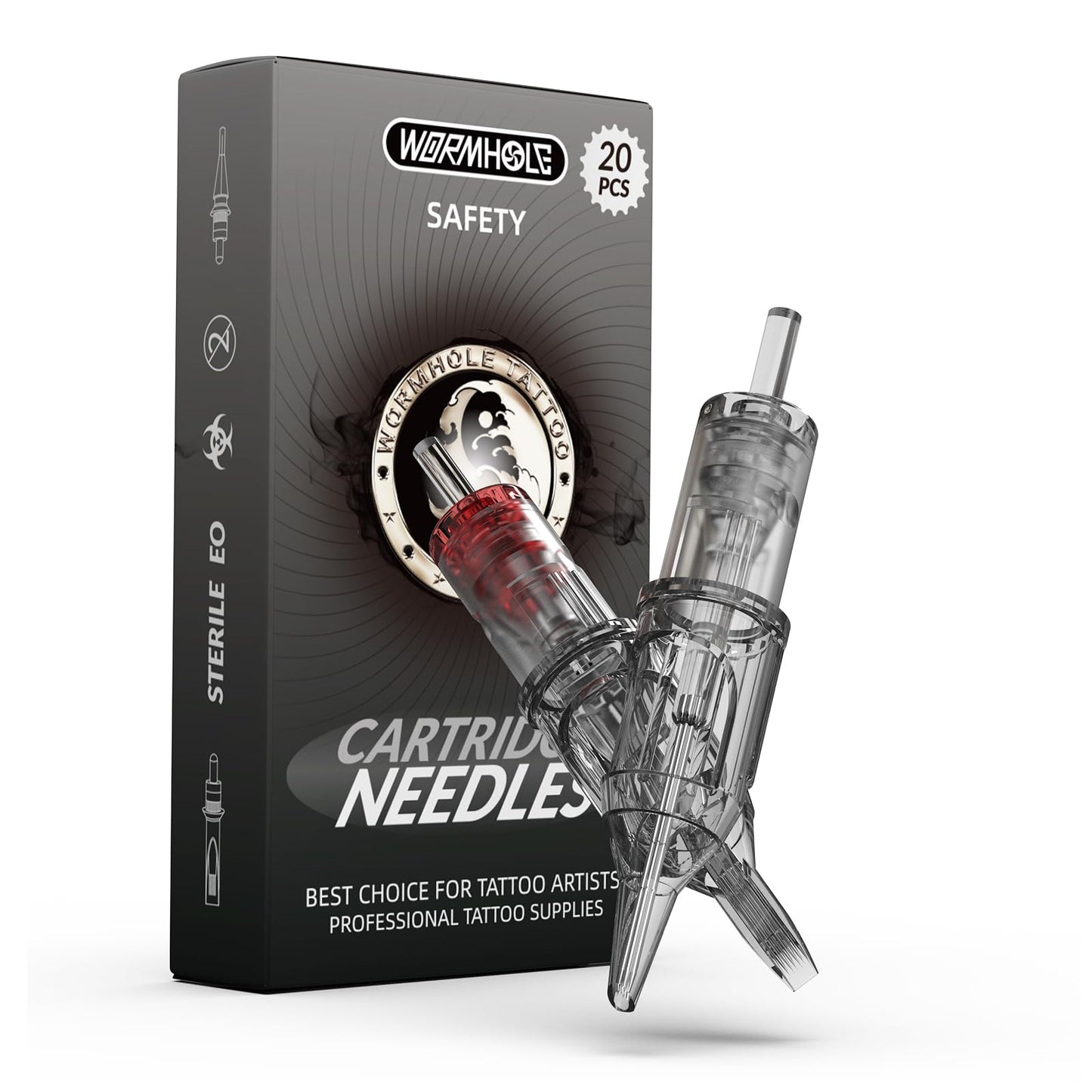 Wormhole Tattoo Needles Tattoo Cartridge Needles 20pcs Mixed Sizes 1203RL 1205RL 1205RM 1207RM Disposable Needles Cartridge Round Liner Shader Magnum for Tattoo Gun Cartridge Machine Permanent Makeup
