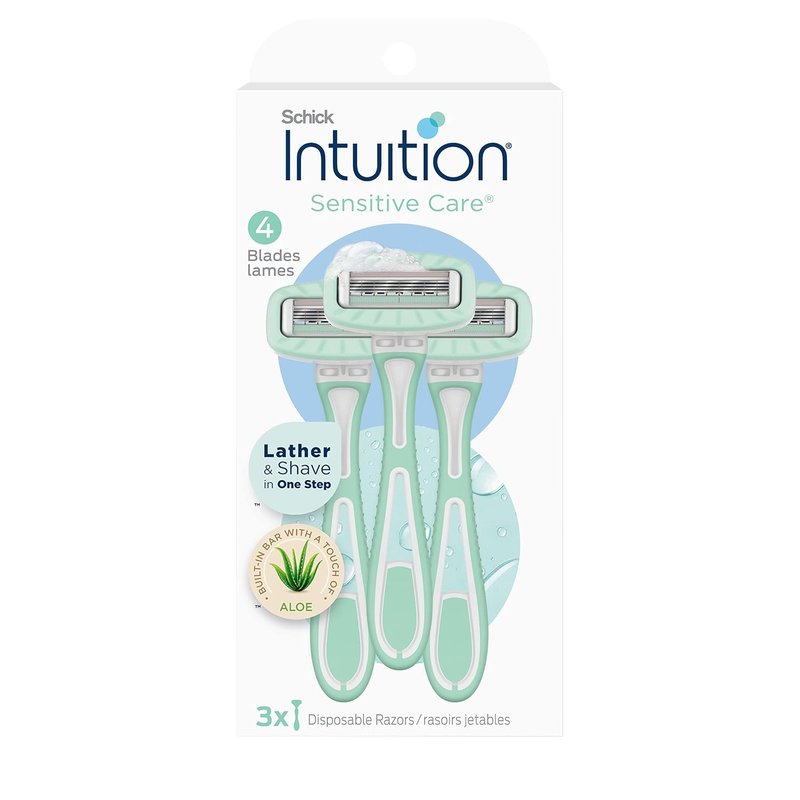 Schick Intuition Disposable Razors - Sensitive Skin with Aloe, 3 Count | Women's Travel Razors