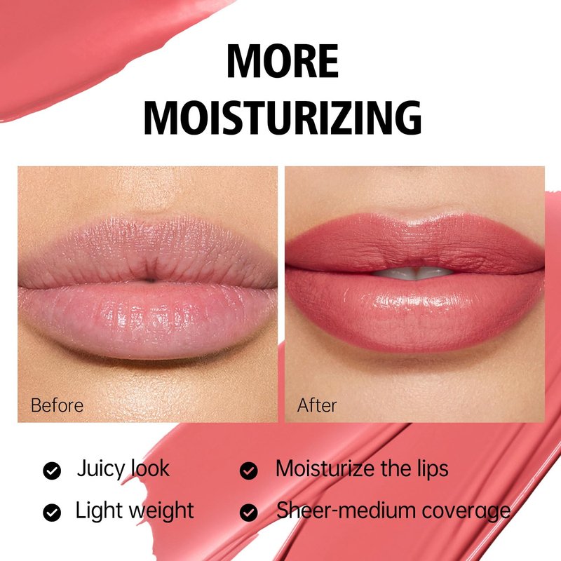 **MAKI YIKA Moisture Red Lipstick - Hydrating Tinted Balm for Dry Lips | Sheer Glossy Finish, MA037 Apricot Peach**