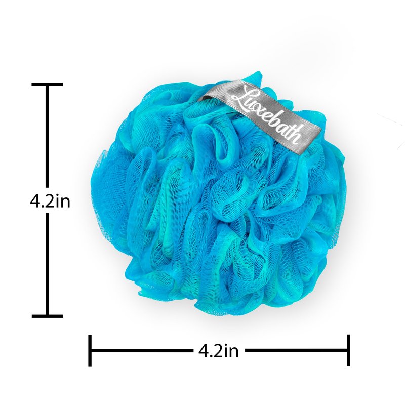 Luxebath Loofah Exfoliating Body Scrubber - Shower Loofah for Women and Bath Loofah for Men - Loofah Sponge and Body Sponge - Shower Sponge with Portable Traveling Case (Blue and Green)