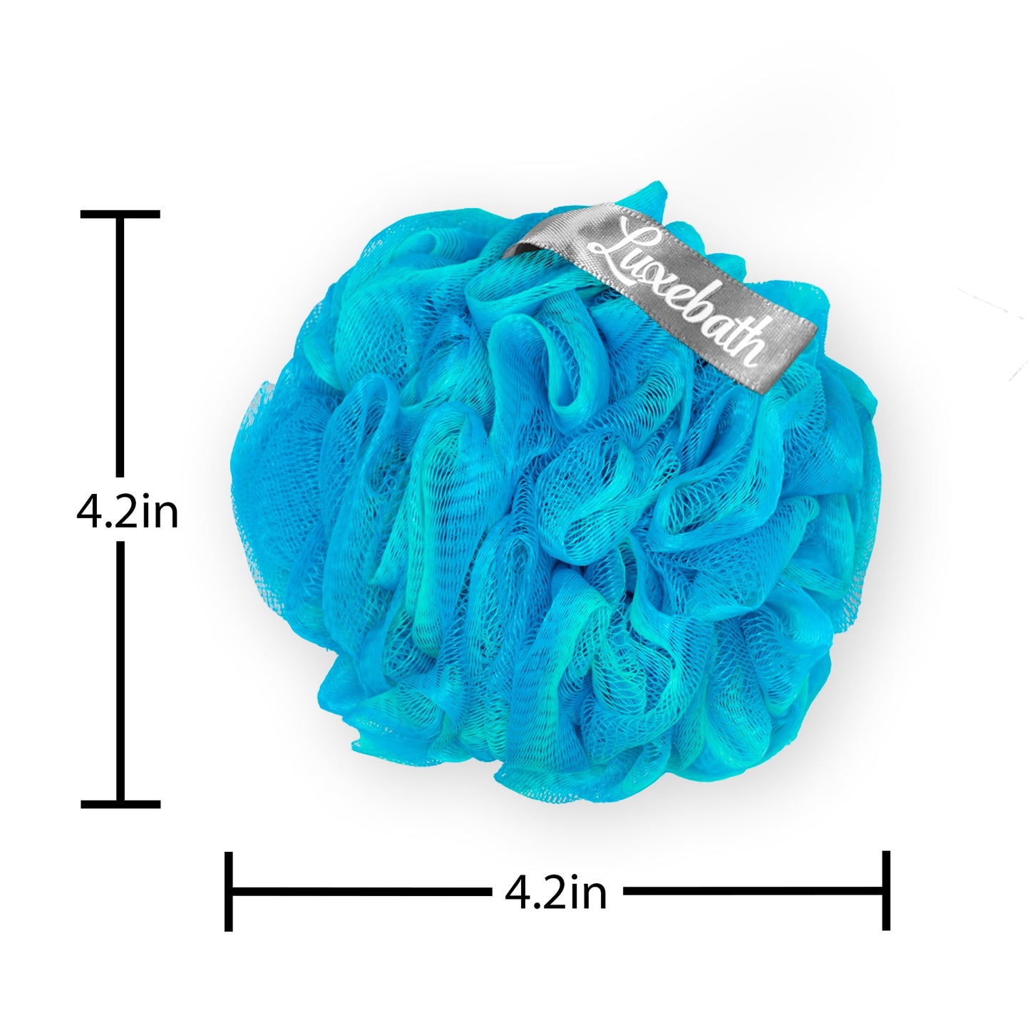 Luxebath Loofah Exfoliating Body Scrubber - 4 Pack - Soft & Gentle Spa-Grade Loofah Sponge for Women & Men - Multi Color (Teal, Turquoise, Blue) - Luxurious, Modern Style