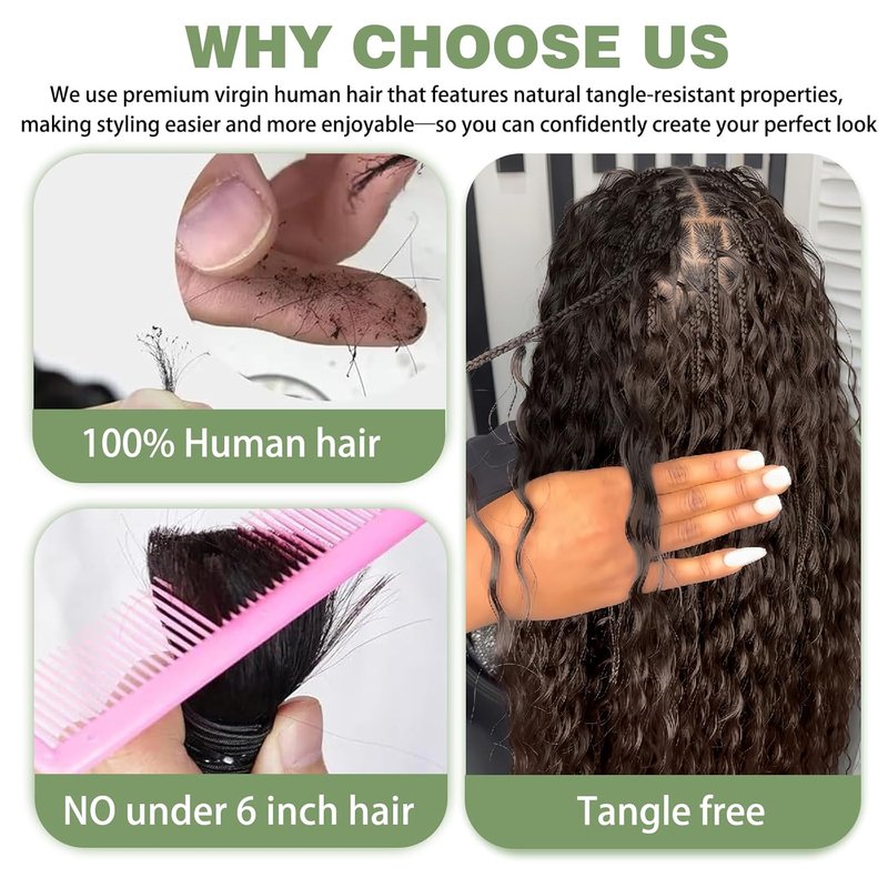Human Braiding Hair for Boho Braids, 14 Inch 100% 12A Deep Wave Boho Hair for Braiding 3 Bundles/Pack Bohemian Bulk Human hair No Weft Extensions for Braid with Curly Ends 110g Natural Black