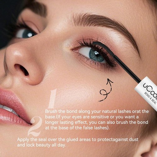 uCoolMe Lash Bond and Seal Waterproof 10ML for Lash Clusters 144Hours SuperStrong Long-Lasting Non-Irritating Eyelash Glue for DIY at Home(Black,10ML)