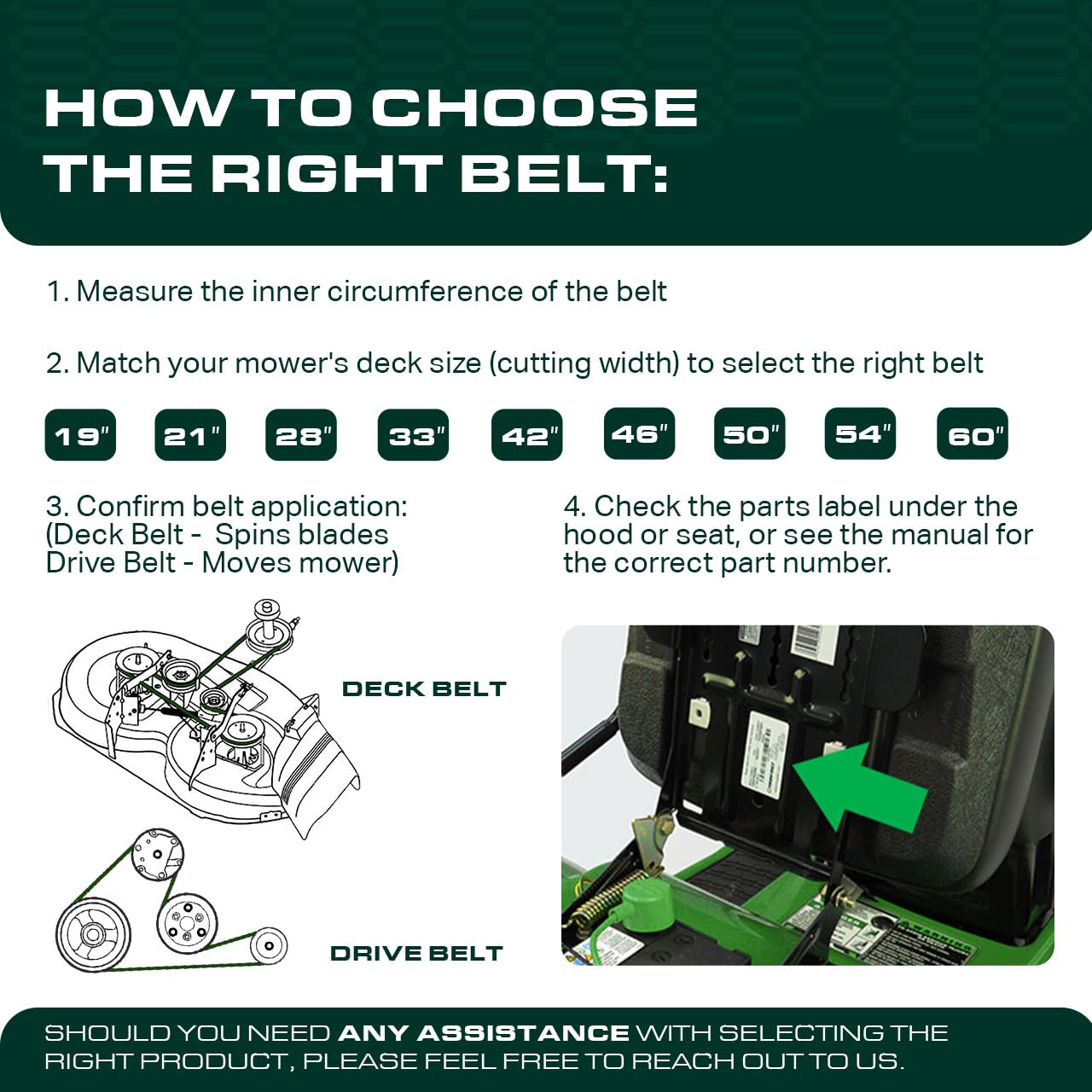 UDC Parts GX20072 John Deere 42 Inch Deck Belt Replace D110 L110 D105 E100 D130 S100 LA105 L100 D100 E130 L111 E110 E120 D125 125 LA135 LA110 S100 LA120 S120 LA125 UC32283 GY20570 Deck Belt / 104 inch