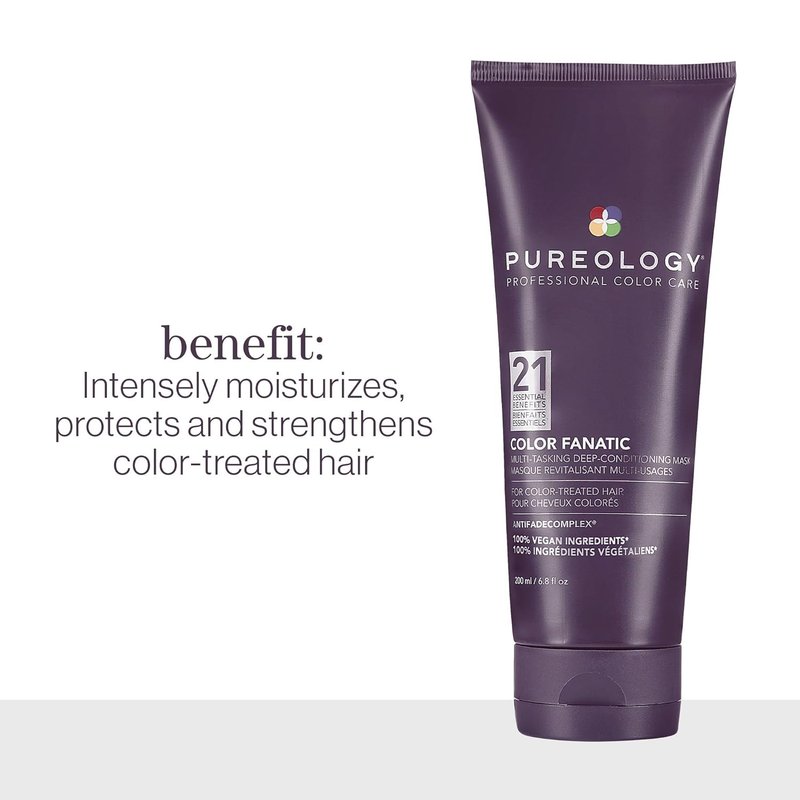 Pureology Color Fanatic Multi-Tasking Deep-Conditioning Mask - For Damaged and Color-Treated Hair, Multibenefit Hair Mask, Sulfate-Free & Vegan