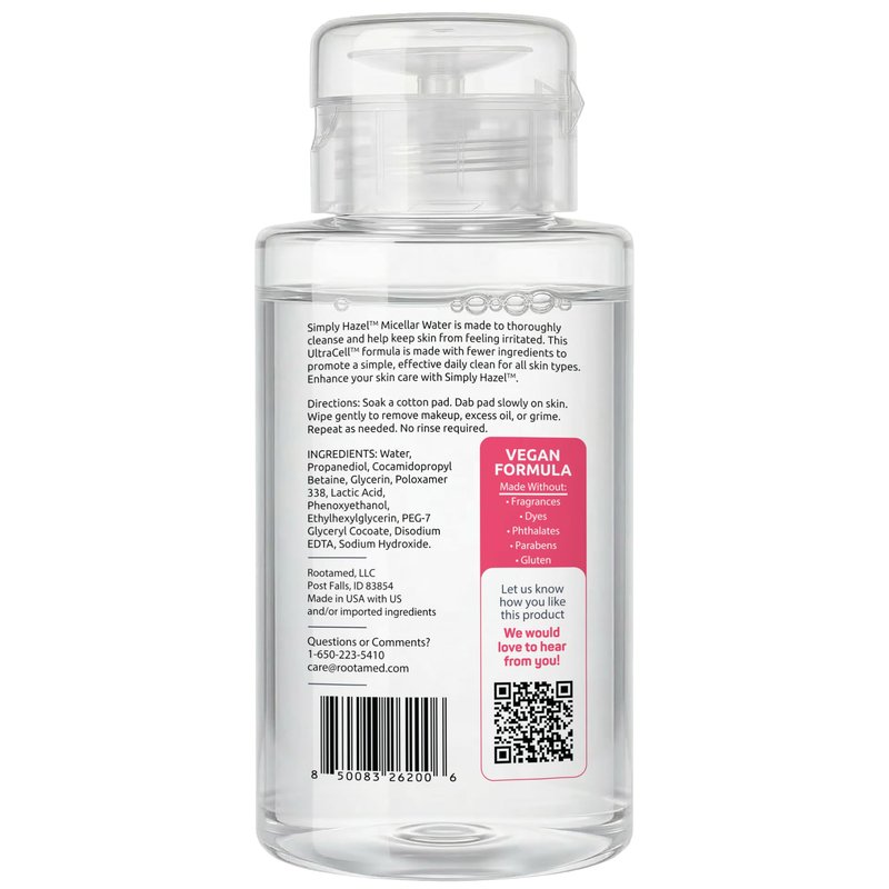 Simply Hazel Micellar Water Naturally Gentle Makeup Remover Face Cleanser