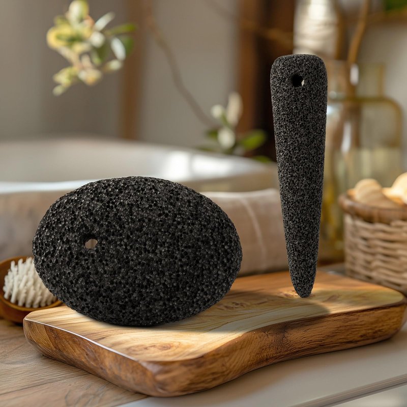 CopesFuda Natural Volcanic Pumice Stone for Feet & Hands. Foot Scrubber for Dead Skin Remover & Deep Cleansing, Cone Shape Stone for Hard-to-Reach Areas Corn Removal, 2 Pcs, Ready-to-Gift Design