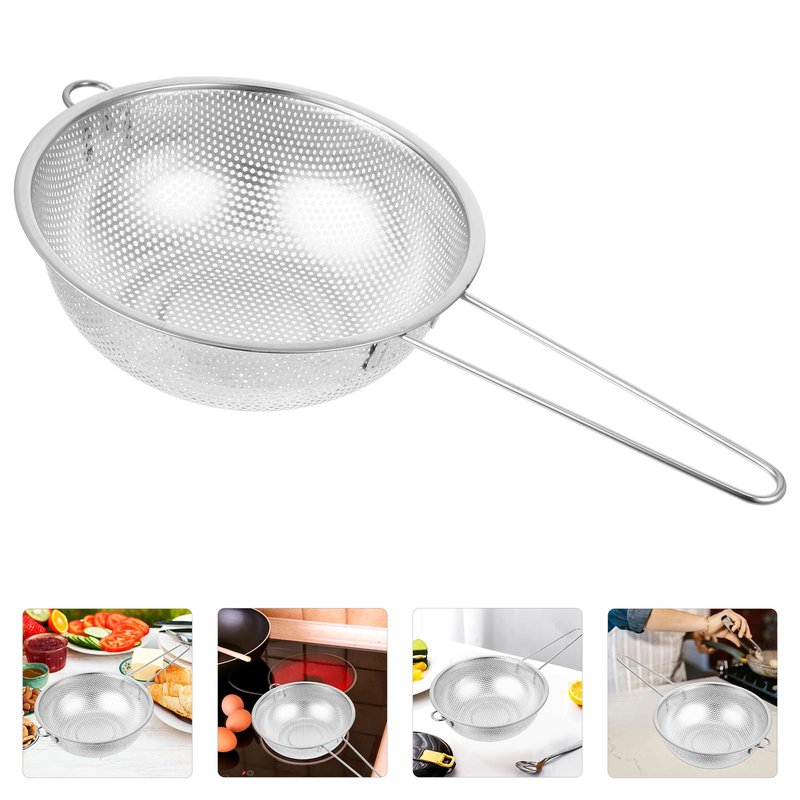 Colander Basket Single Handle Kitchen Strainer Fried Food Vegetables Fruits Fine Mesh Filter Cooking Rinsing