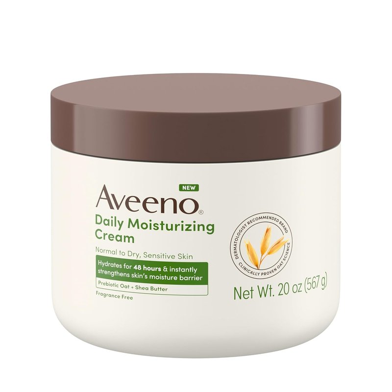 Aveeno Daily Moisturizing Cream - Hydrating Oat & Shea Butter Formula for Body, Face & Hands | 20 oz, Fragrance-Free