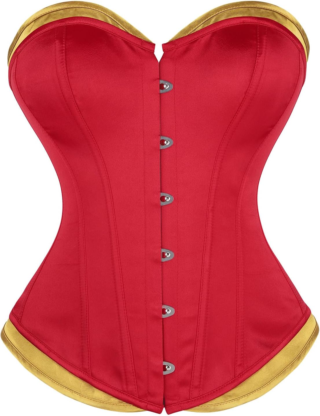 Zhitunemi Red Corset Top - Satin Overbust Shapewear for Women | Perfect for Theme Parties & Photoshoots