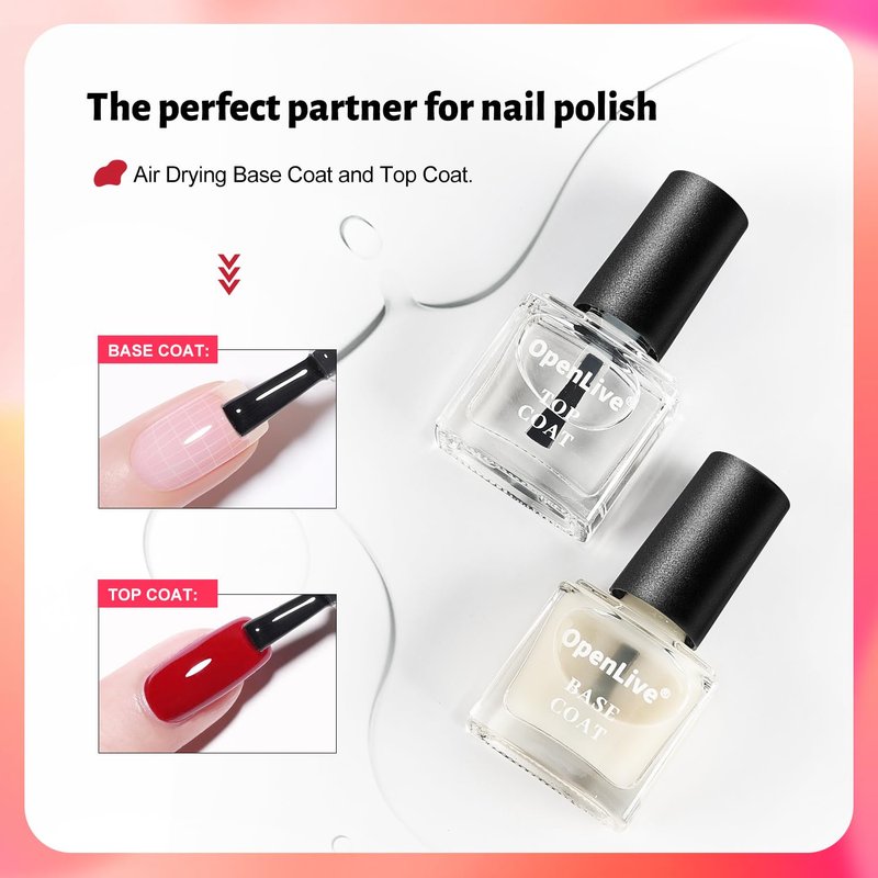 12 PCS Pink Nail Polish Set - 10 Vibrant Colors + 2 Base & Top Coats | Fast Drying, Long Lasting 5ML