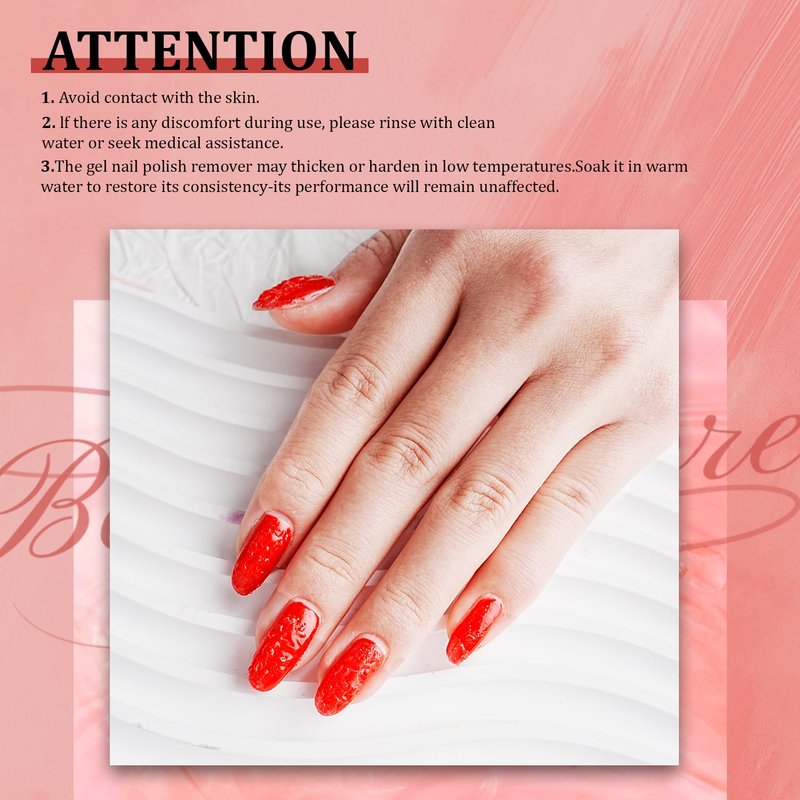 JODSONE Professional Gel Nail Polish Remover Kit:3Pcs Quick 15ML Gel Nail Polish Remover,2 Sanding Strips and Steel Pushers,Complete with Professional and Highly Efficient Tools,Safe Remove at Home