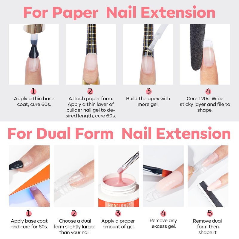 modelones Gel Builder for Nails, Nude Pink Hard Gel 2oz- High Hardness for Nail Extensions, Sculpting,Overlays & Apex Building, 10-in-One U V/LED Cured, Home & Salon DIY Art Manicure